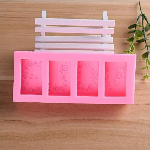 DIY handmade soap mould 4 lattices love heart rose round shape silicone cake mold chocolate molds flower rose design