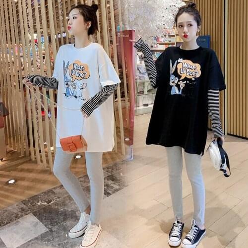 5815# Maternity Dress Spring Autumn Cotton Stripe printed Long Sleeves Loose Stylish Dress for Pregnant Women Mom T-shirt Tops