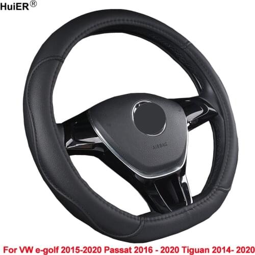 HuiER Car Steering Wheel Cover D Shape For Volkswagen VW e-golf 2015-2017 2018 2019 2020 Passat 2016 - 2020 Tiguan 2014- 2020