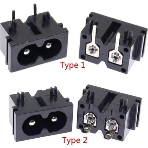 IEC 60320 C8 AC Power Socket inlet split panel and 2 pin PCB Mount