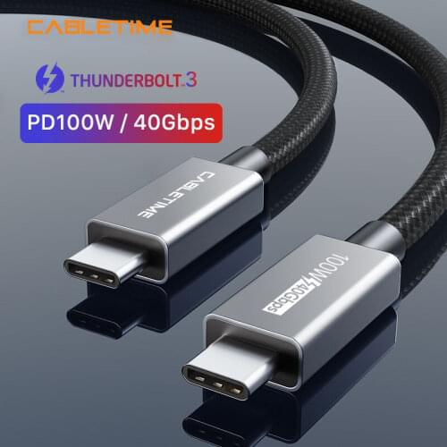 CABLETIME Thunderbolt 3 Cable 100W PD Cable USB 3.1 Type C to Type C Cable 40Gbps USB C Thunderbolt Cable For Xiaomi N209