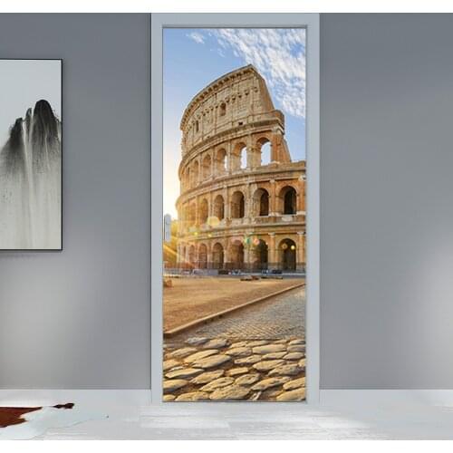 Colosseum at Dusk Doors Decoration Wallpaper For Living Room Bedroom Home Design Self Stick PVC 3D Wall Sticker DIY Decal Mural