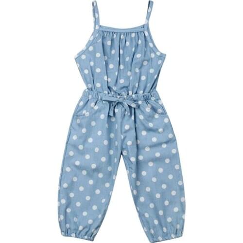 Sleeveless Toddler Baby Girl Dots Bib Pants Strap Romper Jumpsuit Trousers Summer Clothes Denim