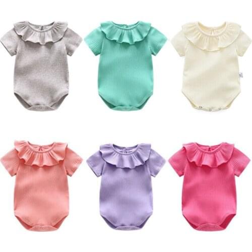 Baby girl clothes 2021 spring and summer newborn baby girl jumpsuit 0-24 months fashion candy ruffled jumpsuit baby suit