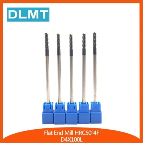 HRC50 4F-D4.0X100L 4 Flute 1pcs 4mm Carbide Endmill Tungsten Steel Milling Cutter End Mill CNC