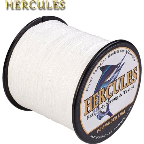 Hercules 6-100LB Fishing Line 4 Strands Braided Carp Fishing Line Pesca White PE 100M 300M 500M 1000M 1500M 2000M Vissen Cord