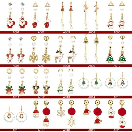 QCOOLJLY Cute Enamel Decorative Dangle Earrings Tree reindeer bells candy For Women Christmas Fashion Jewelry Gift pendientes