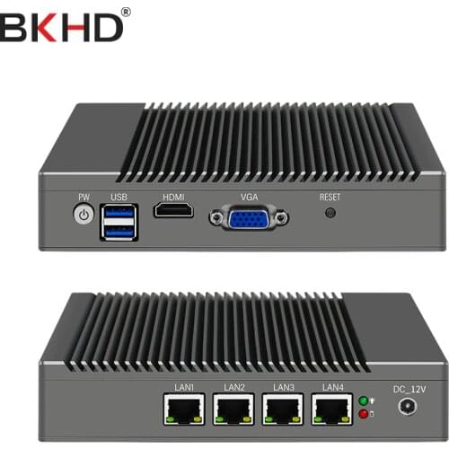 Linux Win10 Mini PC Intel N2840 N2930 Quad Core CPU 4 LAN 2*USB Fanless Industrial Computer VPN Firewall Router for Gaming