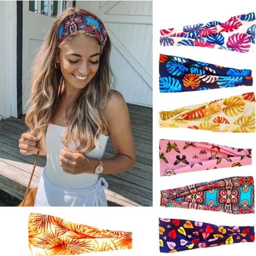 Fashion Printed Yoga Elastic Hair Band Sport Headband Gym Anti-Slip Slim Hair Band For Fitness Antiperspirant Headband Turban