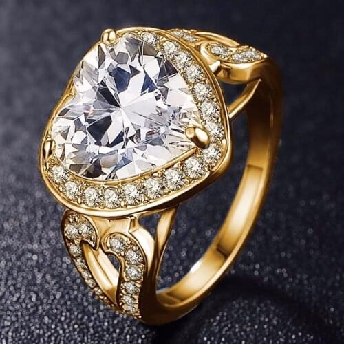 Fashion Rings For Women Crystal Heart Shaped Wedding Ring Women Zircon Engagement Luxury Jewelry