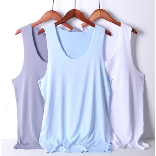 M-4XL Men Low-cut Neck Sleeveless Solid Color Seamless Cotton T-shirt Fitness Vest tanktop men sportwear undershirt fashion vest