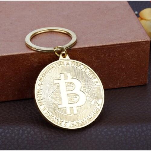New 2021 Newest Bitcoin Keychain Gold silver color Music Band Keyring Pendant Women and Men Jewelry Collection Gift