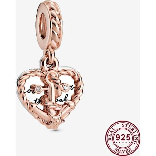 Original 925 Sterling Silver Charm Heart Shaped And True Love Anchor Pendant Fit Pandora Women Bracelet & Necklace Diy Jewelry