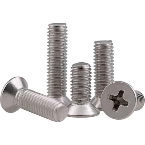 Philips Flat Head Machine Screw KM 304 Stainless Steel Cross Countersunk Head Bolt GB819 M2 M2.5 M3 M4 30Pcs