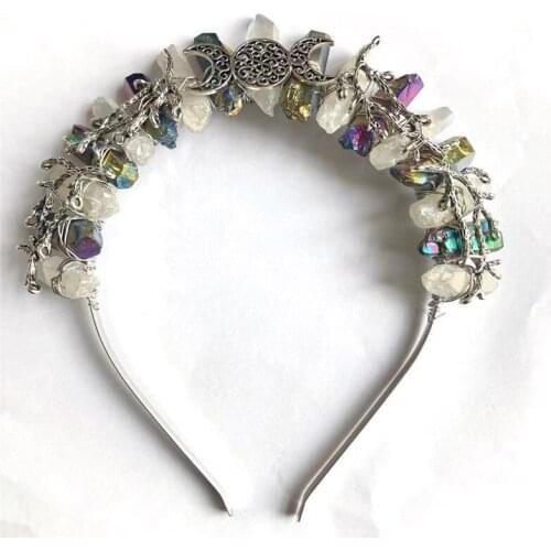 Natural Crystal Hair Band Aura Quartz Point Healing Stones Folk Crafts