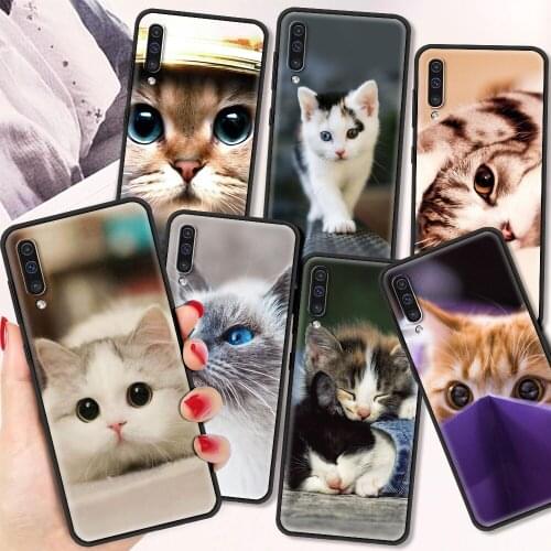 Cute Cat Shockproof Case For Samsung A12 A32 A52 A71 A50 A51 A70 Cases Black Silicon Cover For Samusng A10 A20S A30 Shell Fundas