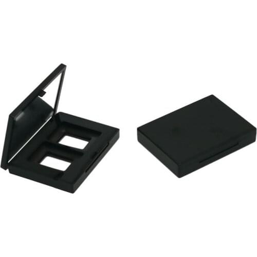 Empty Eyeshadow Palette 2 Grids Matte Black Cosmetic Refillable Blusher Highlighter Box Makeup Eyeshadow Case with Mirror 10pcs