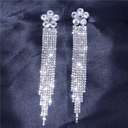 New Fashion Elegant Flower Stud Earrings for Women Korean Female Wedding Statement Tassel Earring Party Jewelry Gifts wholesale