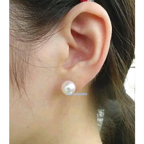 Free shipping + 11-12mm South Seas white pearl earrings with 14 KGP