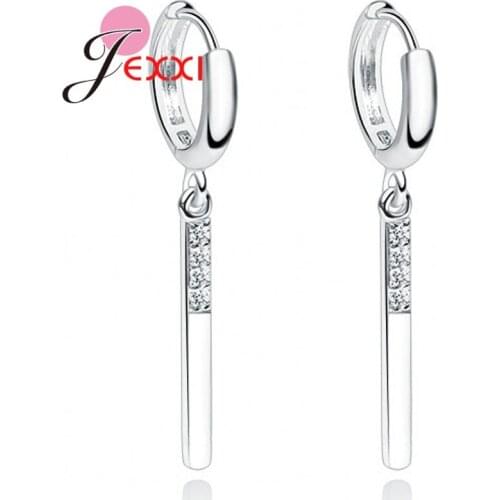 Hot Sale 925 Sterling Silver Small Crystal Paved Hoop Earrings Women Girls Wedding Engagement Party Jewelry Accessory