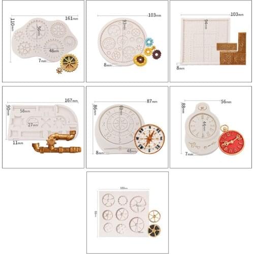 Steampunk Style Clock and Watch Wheel Cogs Gears Collection Silicone Mold for Sugarcraft, Cake Decoration-1