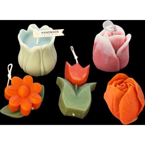 Aromatherapy Candle Silicone Mold 3D Tulip Flower Shape Soap Silicone Mould DIY Flower Handmade Soap Model Plaster Mold