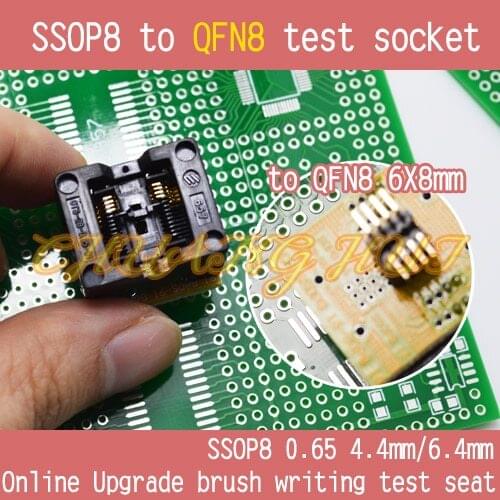 SSOP8 to QFN8 test socket TSSOP8 ic test socket (Narrow considerate welding) 170mil SSOP8 to 6x8mm QFN8 socket