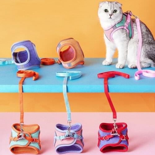 Cat Harness Fashion Reflective Vest Pet Harnesses Outdoor Walking Small Cats Dogs Floral Print Harness Collar Cat Accessories