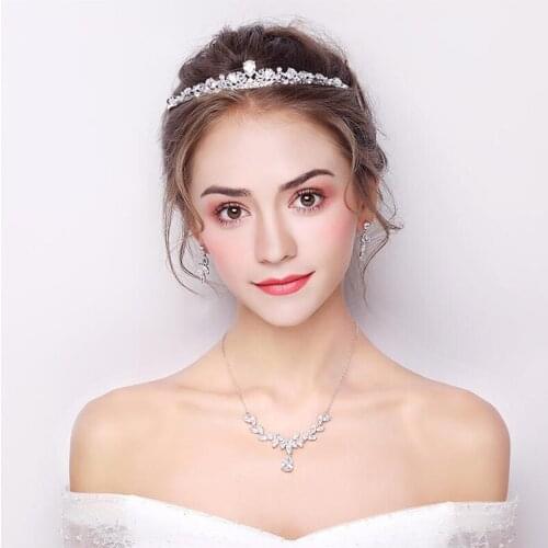 Cubic Zirconia Tiara Zircon Tiara CZ Crown Headband Wedding Hair Jewelry Hairband Bridal Headpiece Chinese Headdress Accessories