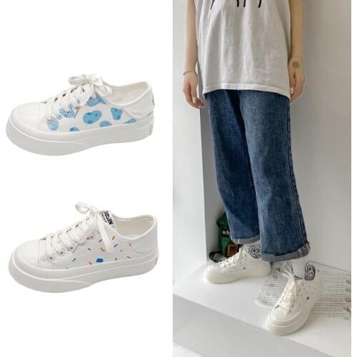 Candy Color Canvas Flat Shoes Women Sneakers Casual White Flats Simple Classic Lace-up Zapatos Spring Espadrilles NVX409