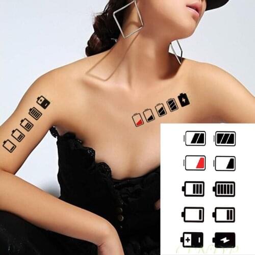 Waterproof Temporary Tattoo Sticker battery power supply mark Fake Tatto Flash Tatoo Body Art tattoos for Girl Women Men kid