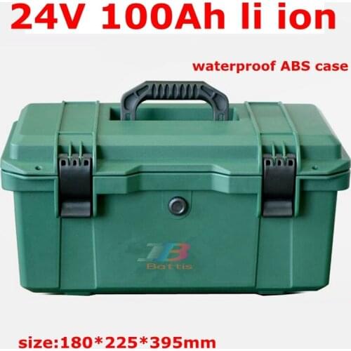 Waterproof 24V 100AH Lithium ion Battery 200A BMS for 4800W Household appliances subwoofer Solar energy storage + 10A Charger
