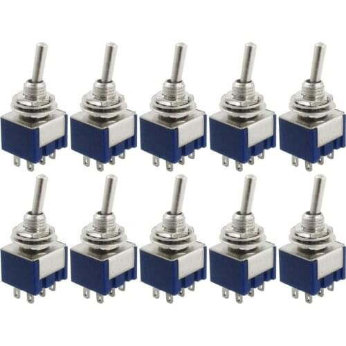 Top quality 10 Pcs AC 125V 6A Amps ON/ON 2 Position DPDT Toggle Switch