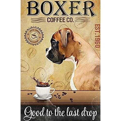 Funny Tin Sign Boxer Dog Signs Wall Art5 Poster Wall Plaque Decor Panel Retro Vintage Mural 8x12 Inch