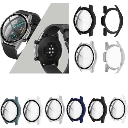 Hard Edge Full Glass Screen Protector Case Shell Frame For Huawei Watch GT 2/GT2 46MM Sport Protective Bumper Cover Accessories