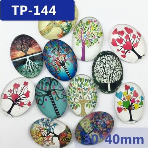 ZEROUP 30*40mm oval glass cabochon pictures mixed pattern fit base setting for jewelry embellishment flatback 10pcs/lot TP-144-O