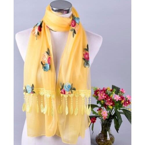 2020 brand scarf womens leaves flowers long shawl Spring and Autumn echarpe high-quality organza lady elegant hijab wrap