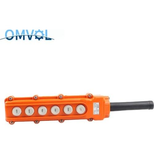 1PC English Button Crane Push Button Cob63 Hoist Switch Silver Pendant Switch COB-63 6 Keys