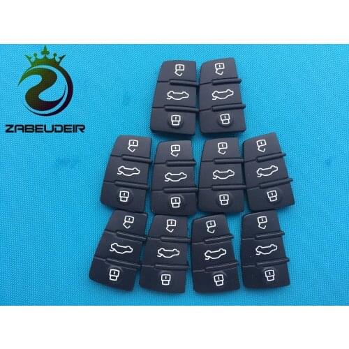 10Pcs/Lot Of New Replacement Rubber 3 Buttons Pad For Audi Remote Flip Folding Key Blank Shell Case Keyless Auto Parts Hot Sell
