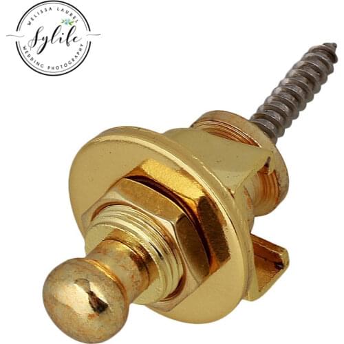 2x Gold Strap Locks for Acoustic Electric Guitar Bass Round Head