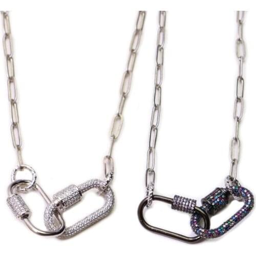 3 pieces Round clasp pendants necklace Metal chain necklace zircon charm jewelry letters necklace for women 50915