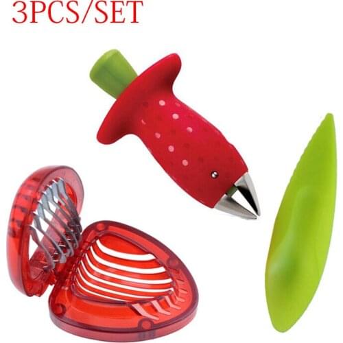 3pcs/set kitchen convenient fruit Strawberry Slicer+Strawberry Huller+Kiwi Spoon