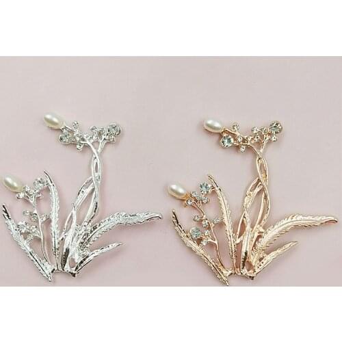 2019New 30Pcs Pearl Rhinestone branches Button for DIY bridal hair headdress or bag accessories HZ601