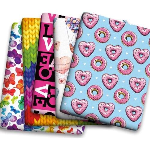 50*150cm Hot Colorful Heart Butterfly Pattern Printed Polyster Cotton Liverpool Bullet Fabric for DIY for Handmade By Yards