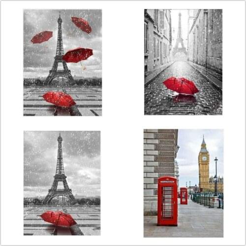Dpsupr 5D DIY Diamond Painting Full Square/Round Landscape Diamond Embroidery Tower Picture Of Rhinestone Mosaic Kiss
