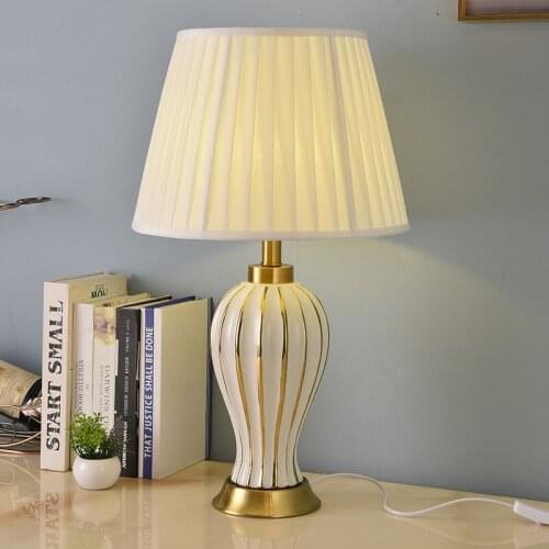 White Ceramic Table Lamps For Living Room Bedroom For Kids Room Study Room Bedside Lamp Remote Control Desk Lamp Home Decor