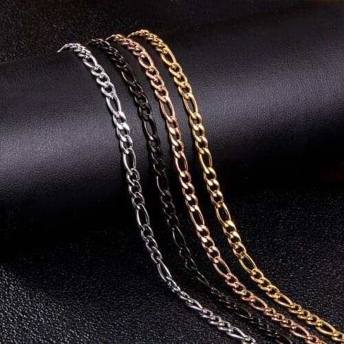 Stainless Steel Figaro Chains Necklaces Cuban Link Chain Women Men Jewelry Choker Collares Punk 3MM 4MM 5MM 6MM