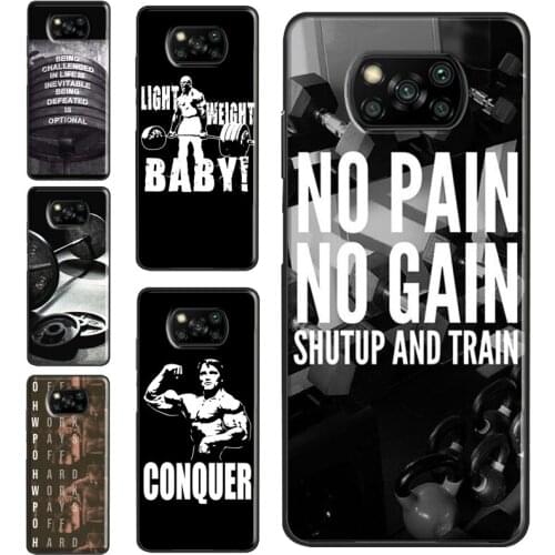 Workout Motivation Fitness Gym Quotes For POCO F3 F2 F1 M3 X3 Pro Phone Case For Xiaomi Mi 11 Pro Ultra 9T 10T Mi Note 10 Lite