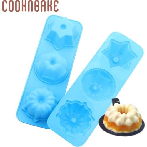 COOKNBAKE Silicone Mold for handmade soap flower shape cake pastry Baking Tool bread pudding jelly form 3 hole cake decoration