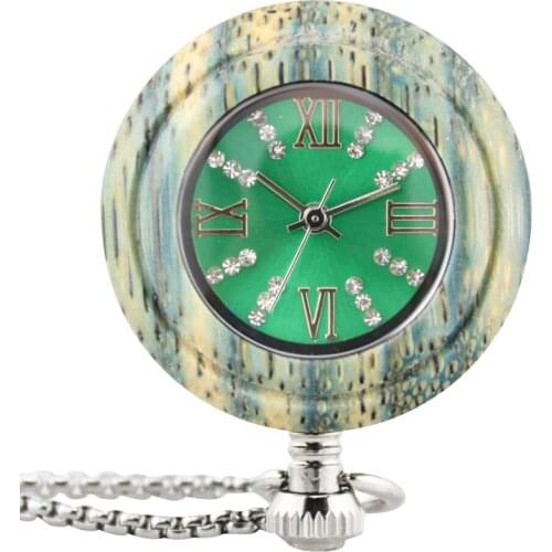 Wooden Pocket Watch Male Clear Case Women Luminous Quartz Analog Pendant Watch Warcraft Retro Gift zegarek kieszonkowy